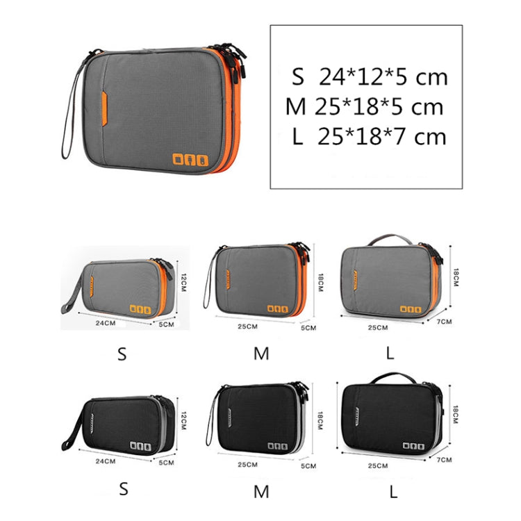 Multi-functional Headphone Charger Data Cable Storage Bag Portable Power Pack, Size:M, 25 x 18 x 5cm (Black)