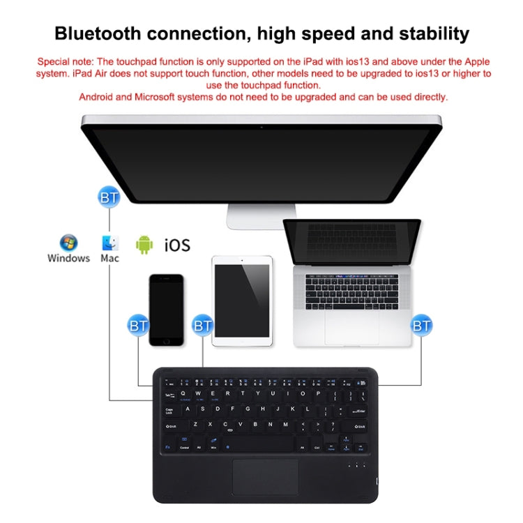 HB119B 10 inch Universal Tablet Wireless Bluetooth Keyboard with Touch Panel (Dark Green)
