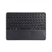 250C 10 inch Universal Tablet Round Keycap Wireless Bluetooth Keyboard with Touch Panel (Black)