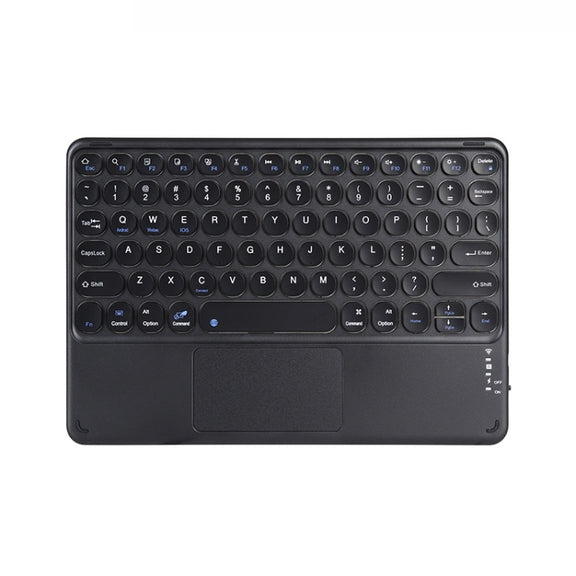 250C 10 inch Universal Tablet Round Keycap Wireless Bluetooth Keyboard with Touch Panel (Black)