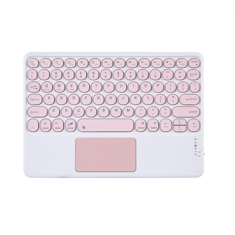 250C 10 inch Universal Tablet Round Keycap Wireless Bluetooth Keyboard with Touch Panel (Pink)