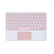 250C 10 inch Universal Tablet Round Keycap Wireless Bluetooth Keyboard with Touch Panel (Pink)