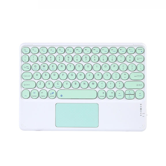 250C 10 inch Universal Tablet Round Keycap Wireless Bluetooth Keyboard with Touch Panel (Green)
