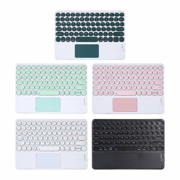 250C 10 inch Universal Tablet Round Keycap Wireless Bluetooth Keyboard with Touch Panel (Pink)