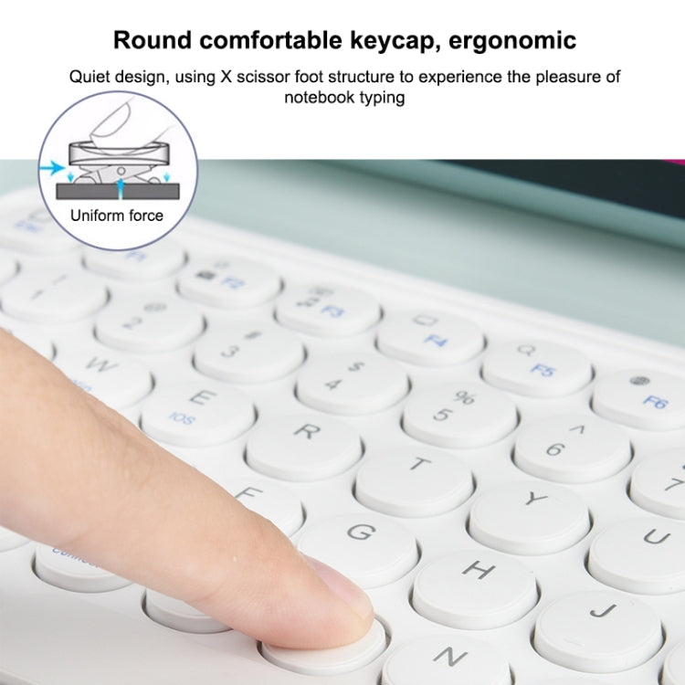 250C 10 inch Universal Tablet Round Keycap Wireless Bluetooth Keyboard with Touch Panel (Pink)