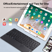 250C 10 inch Universal Tablet Round Keycap Wireless Bluetooth Keyboard with Touch Panel (White)