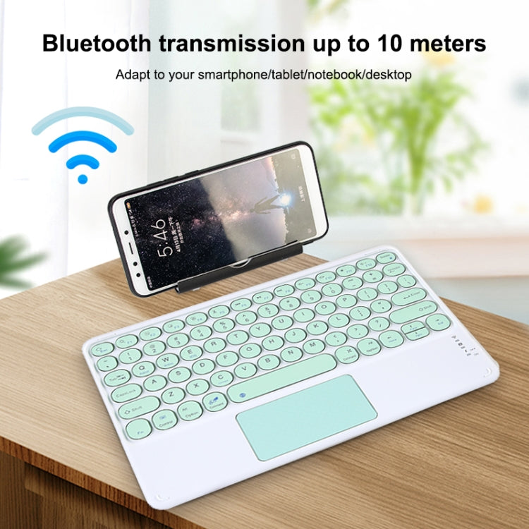 250C 10 inch Universal Tablet Round Keycap Wireless Bluetooth Keyboard with Touch Panel (Pink)