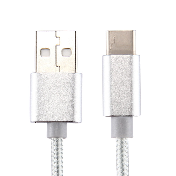 Knit Texture USB to USB-C / Type-C Data Sync Charging Cable, Cable Length: 2m, 3A Output(Silver)