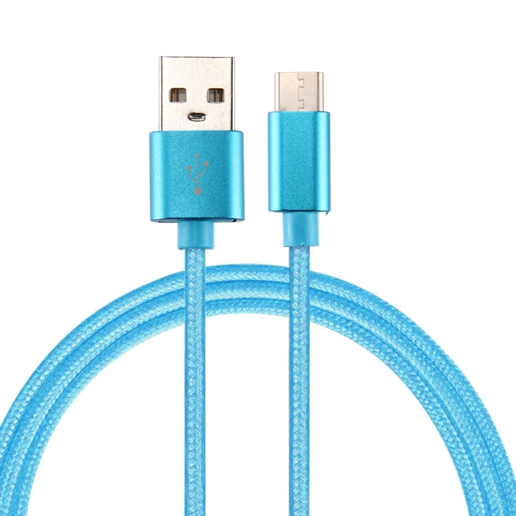 Knit Texture USB to USB-C / Type-C Data Sync Charging Cable, Cable Length: 3m, 3A Total Output, 2A Transfer Data(Blue)