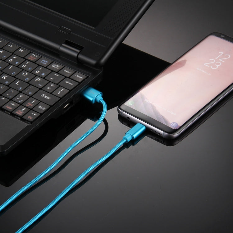 Knit Texture USB to USB-C / Type-C Data Sync Charging Cable, Cable Length: 3m, 3A Total Output, 2A Transfer Data(Blue)