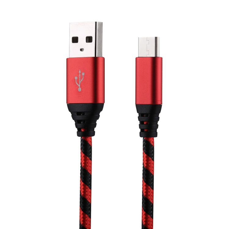 1m USB to USB-C / Type-C Nylon Weave Style Data Sync Charging Cable(Red)