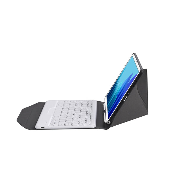 B500 Diamond Texture Triangle Back Holder Splittable Bluetooth Keyboard Leather Tablet Case for Samsung Galaxy Tab A7 10.4 2020(White + Black)