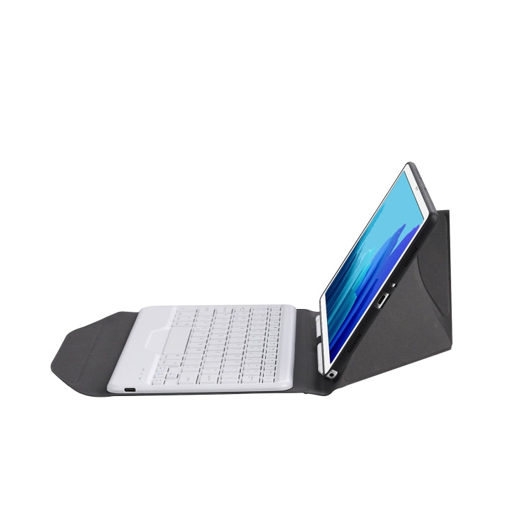 B500 Diamond Texture Triangle Back Holder Splittable Bluetooth Keyboard Leather Tablet Case for Samsung Galaxy Tab A7 10.4 2020(White + Black)