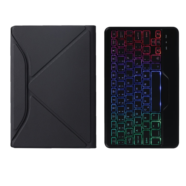 B500S Diamond Texture Triangle Back Holder Splittable Bluetooth Keyboard Leather Tablet Case with Backlight for Samsung Galaxy Tab A7 10.4 2020(Black+Black)