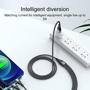 4 in 1 66W 6A USB to 8 Pin + Micro USB + Dual USB-C / Type-C Fast Charging Data Cable, Cable Length: 2m(Grey)