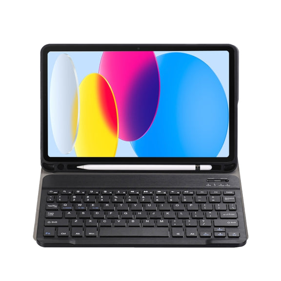 For iPad 10th Gen 10.9 2022 A10B Lambskin Texture Ultra-thin Bluetooth Keyboard Leather Tablet Case with Pen Slot(Dark Blue)