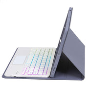 For iPad 10th Gen 10.9 2022 A10B-AS Lambskin Texture Backlight Bluetooth Touch Keyboard Leather Tablet Case with Pen Slot (Purple)
