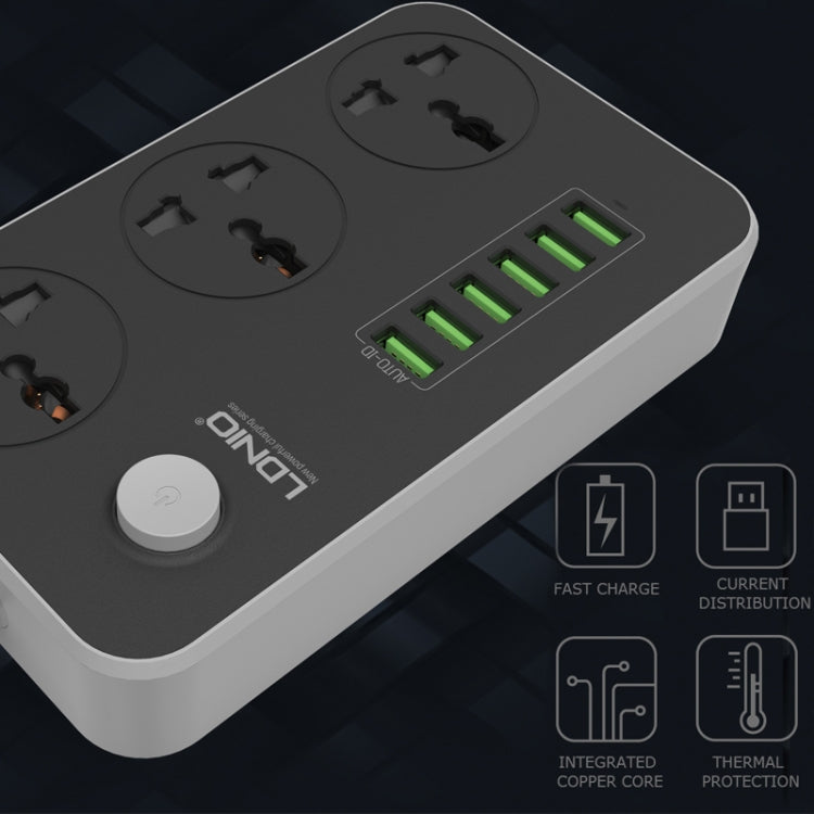 LDNIO SC3604 6 x USB Ports Multi-function Travel Home Office Socket, Cable Length: 2m, UK Plug