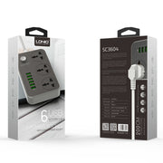 LDNIO SC3604 6 x USB Ports Multi-function Travel Home Office Socket, Cable Length: 2m, Big UK Plug