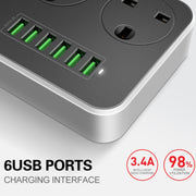 LDNIO SC3604 6 x USB Ports Multi-function Travel Home Office Socket, Cable Length: 2m, Big UK Plug