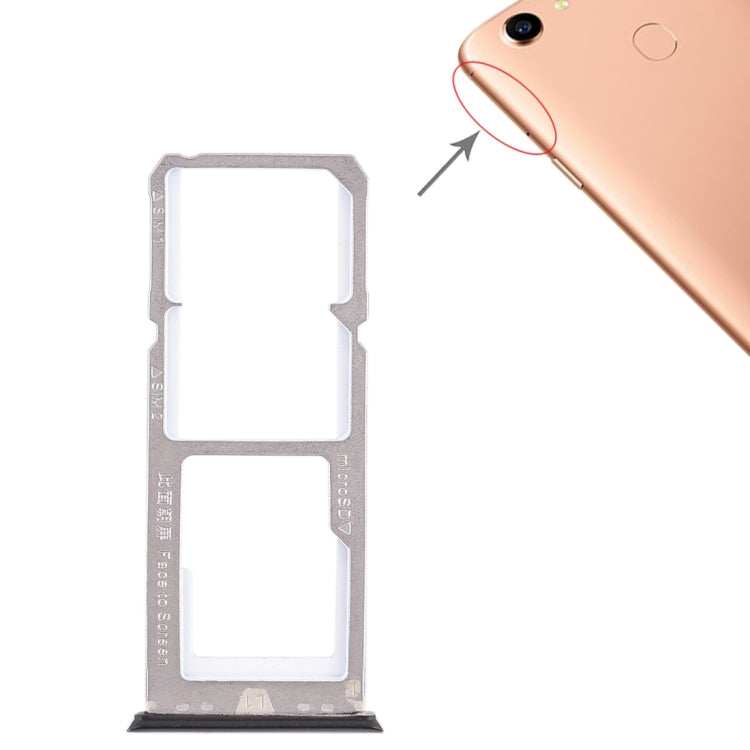 For OPPO A79 2 x SIM Card Tray + Micro SD Card Tray (Black)