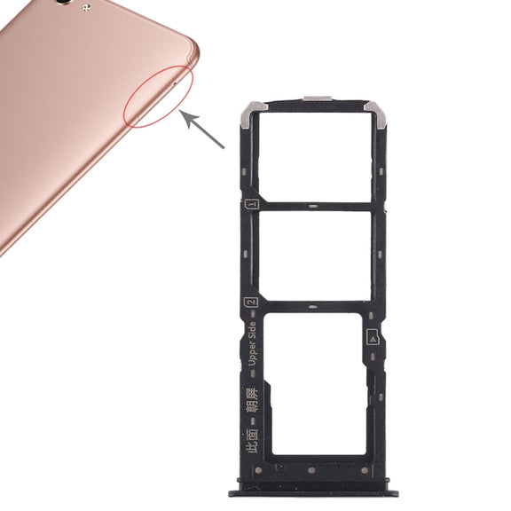 For Vivo Y71 2 x SIM Card Tray + Micro SD Card Tray (Black)