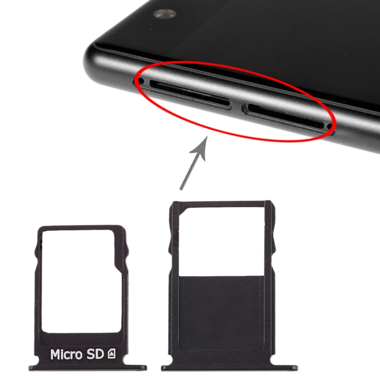SIM Card Tray + Micro SD Card Tray for Nokia  3 TA-1020 TA-1028 TA-1032 TA-1038(Black)