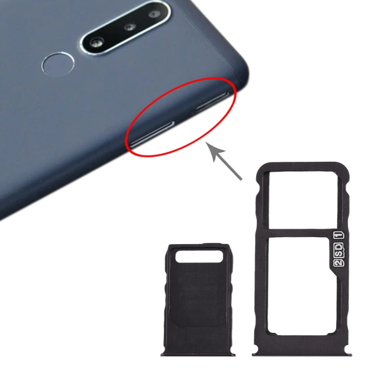 SIM Card Tray + SIM Card Tray + Micro SD Card Tray for Nokia 3.1 Plus (Blue)