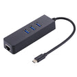 USB-C / Type-C to 3 USB 3.0 Ports HUB + RJ45 High Speed Gigabit Ethernet Adapter Multi-function LAN Adapter - Lan Cable and Tools by PMC TechLife | Online Shopping South Africa | PMC TechLife | Buy Now Pay Later Mobicred