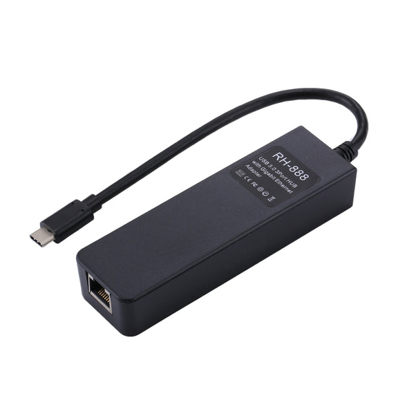 USB-C / Type-C to 3 USB 3.0 Ports HUB + RJ45 High Speed Gigabit Ethernet Adapter Multi-function LAN Adapter