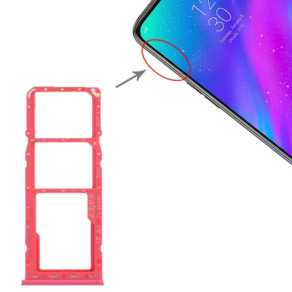 For OPPO Realme 3 SIM Card Tray + SIM Card Tray + Micro SD Card Tray (Red)