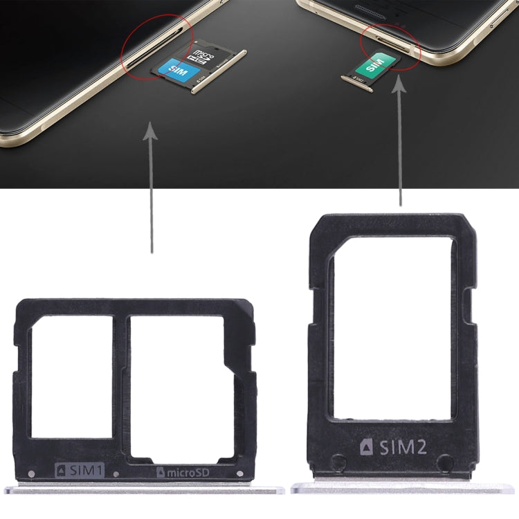 For Galaxy A5108 / A7108 2 SIM Card Tray + Micro SD Card Tray (White)