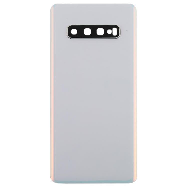 For Galaxy S10+ Battery Back Cover with Camera Lens (White)