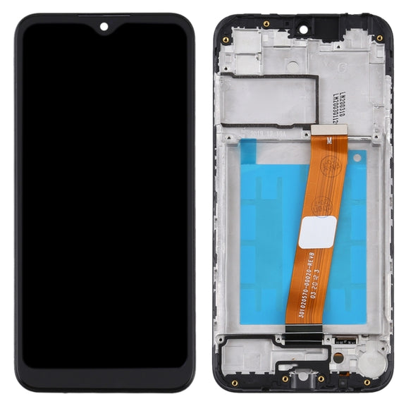 For Samsung Galaxy A01 SM-A015F OEM LCD Screen Digitizer Full Assembly with Frame, Flex Cable Narrow (Black)