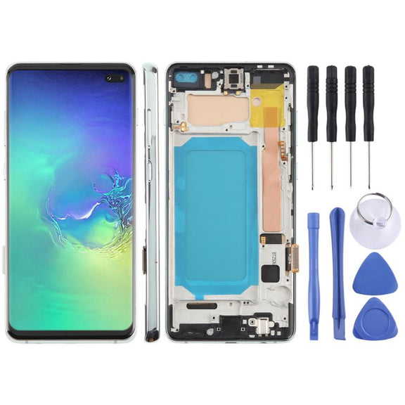 For Samsung Galaxy S10+ SM-G975F 6.38 inch TFT LCD Screen Digitizer Full Assembly with Frame, Not Supporting Fingerprint Identification(Green)