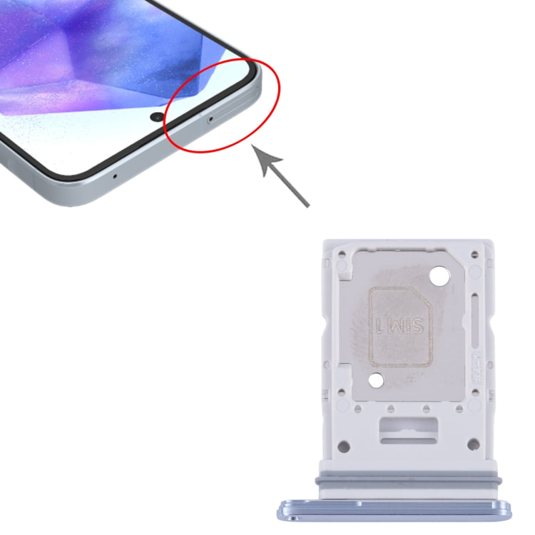 For Samsung Galaxy A55 SM-A556B Original SIM Card Tray + SIM / Micro SD Card Tray (Blue)