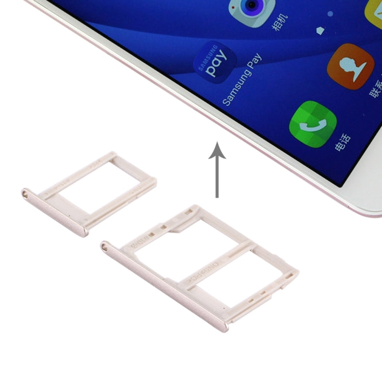 For Galaxy J5 Prime / G570 & J7 Prime / G610 SIM Card Tray + Micro SD & SIM Card Tray (Gold)