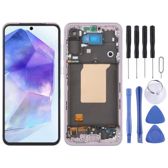 For Samsung Galaxy A55 SM-A556B Original LCD Screen Digitizer Full Assembly with Frame (Pink)