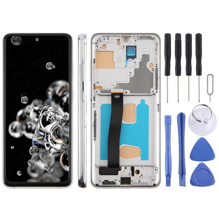 For Samsung Galaxy S20 Ultra SM-G988B 6.78 inch TFT LCD Screen Digitizer Full Assembly with Frame, Not Supporting Fingerprint Identification (Silver)