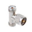 T-shape UHF Male PL259 To 2 UHF Female Adapter - Connector by PMC TechLife | Online Shopping South Africa | PMC TechLife