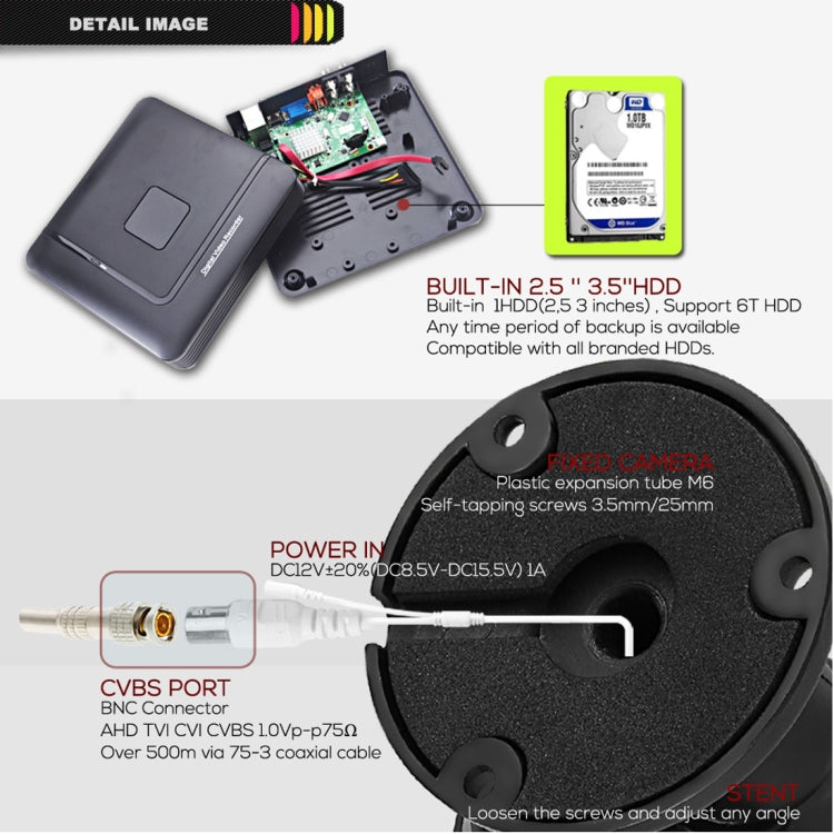 A4B5-Mini 4 Channel 720P 1.0 Mega Pixel 4 x Bullet AHD Cameras AHD DVR Kit, Support Night Vision / Motion Detection, IR Distance: 20m