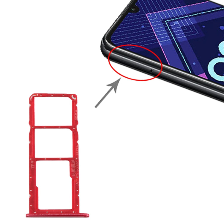 SIM Card Tray + SIM Card Tray + Micro SD Card Tray for Huawei Honor 8A Pro (Red)