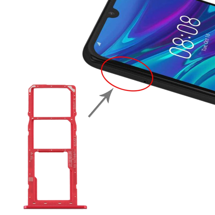SIM Card Tray + SIM Card Tray + Micro SD Card Tray for Huawei Y6 Pro (2019) (Red)