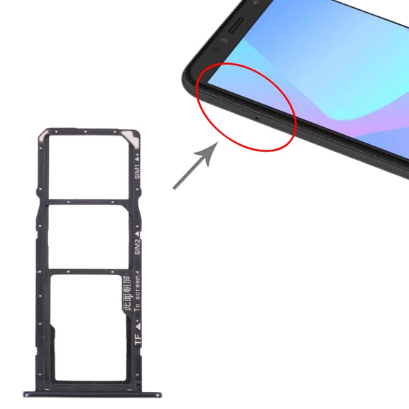 SIM Card Tray + SIM Card Tray + Micro SD Card Tray for Huawei Y6 (2018) (Black)