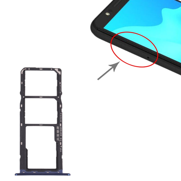 SIM Card Tray + SIM Card Tray + Micro SD Card Tray for Huawei Enjoy 8e (Blue)