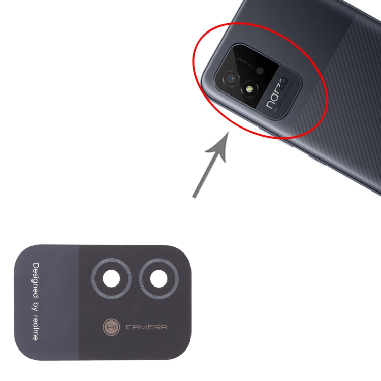 For OPPO Realme Narzo 50i RMX3235 10pcs Back Camera Lens (Black)