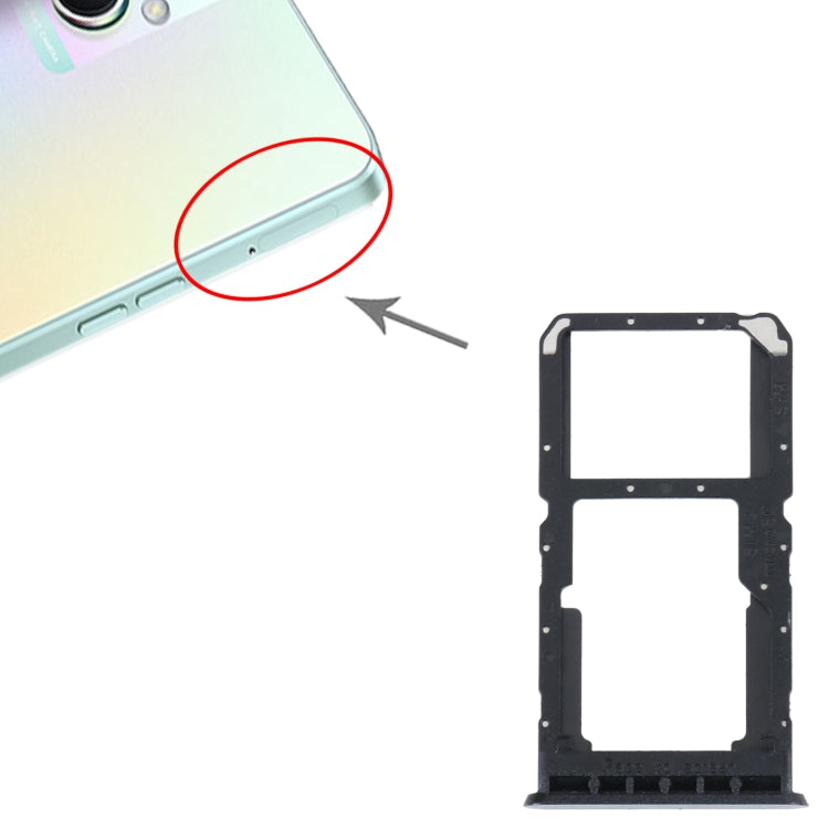 For OPPO A96 China SIM Card Tray + SIM / Micro SD Card Tray (Black)