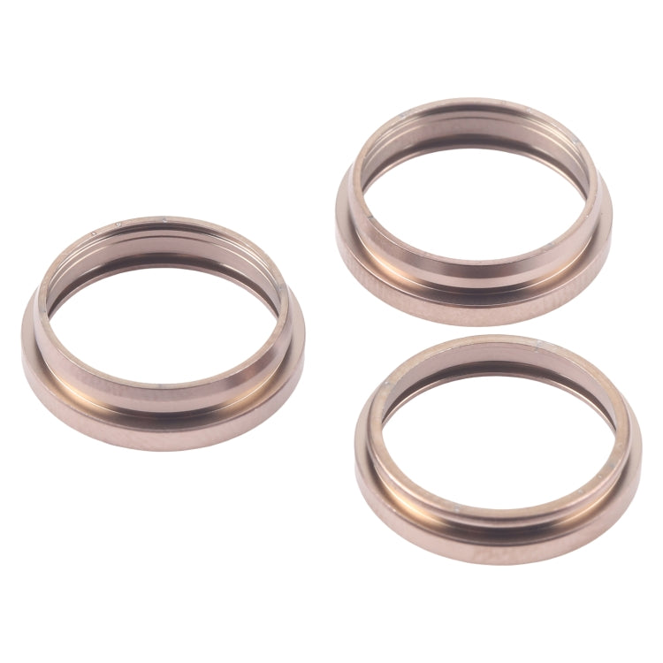 For iPhone 16 Pro 3pcs/set Rear Camera Glass Lens Metal Outside Protector Hoop Ring (Gold)