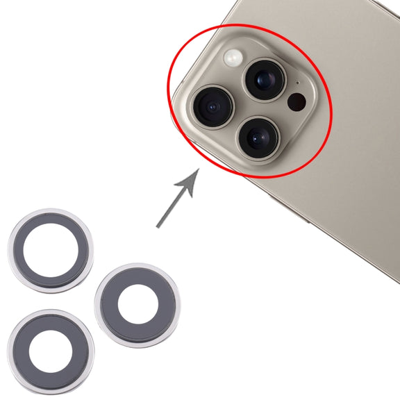 For iPhone 16 Pro Max 3pcs/Set Camera Lens Cover (Silver)
