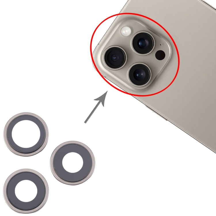For iPhone 16 Pro 3pcs/Set Camera Lens Cover (Titanium Color)